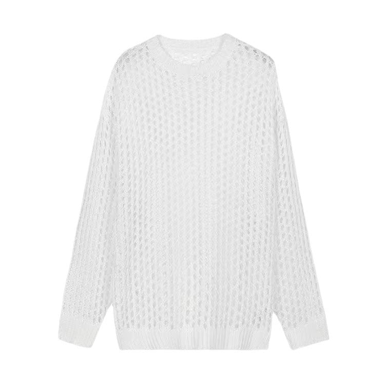 Damen luftiger Strickpullover mit modischer Netzstruktur Drune