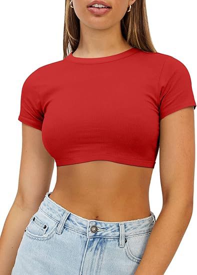 Damen kurzes, figurbetontes Crop-Top aus elastischem Material Drune
