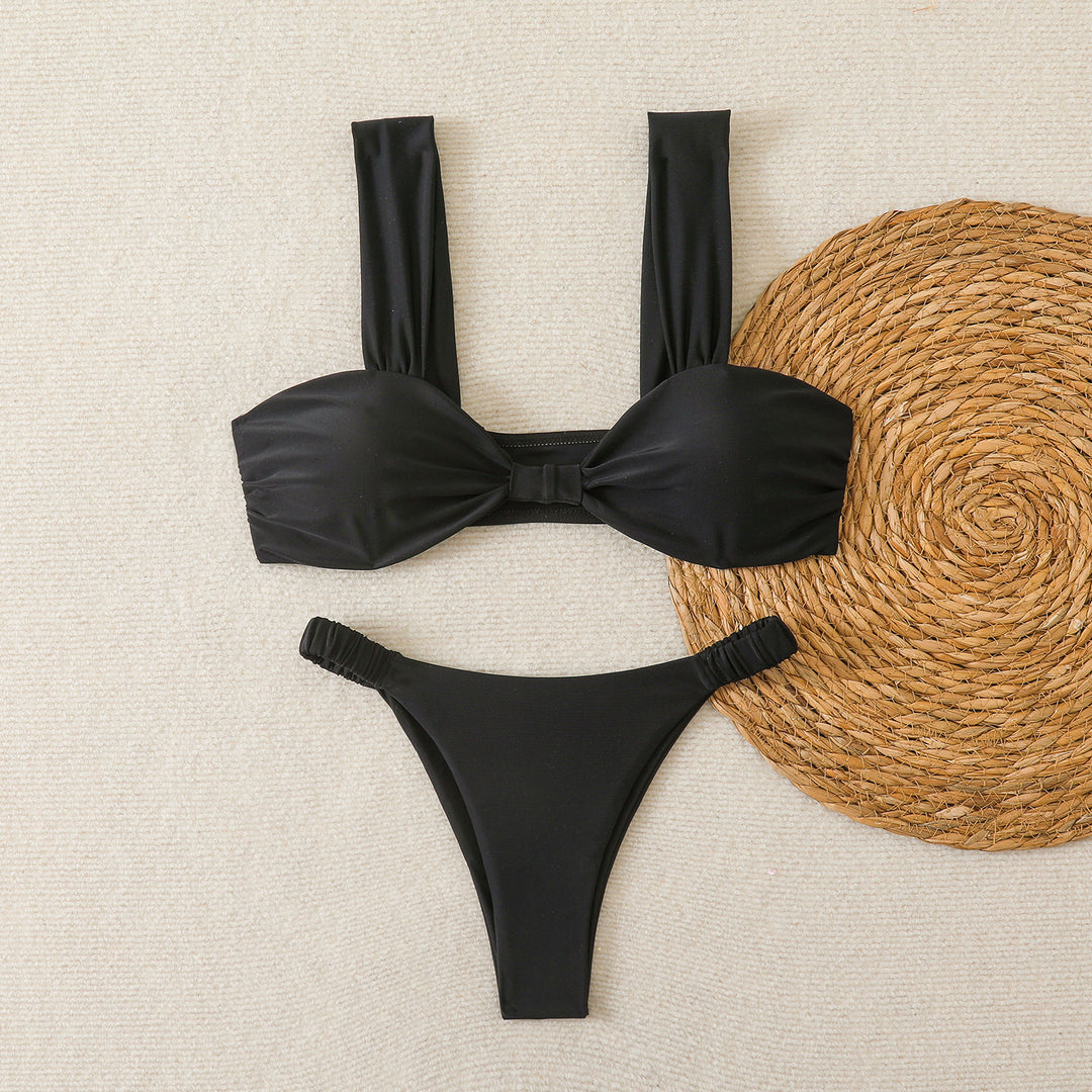 Damen Bandeau-Bikini mit breiten Trägern und eleganter Schleifenverzierung Drune