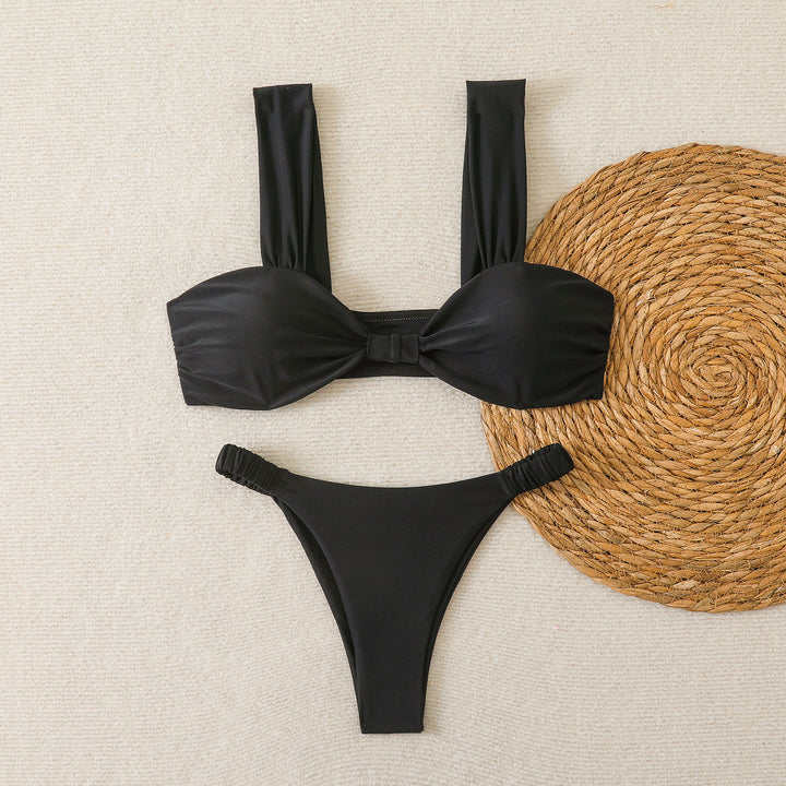 Damen Bandeau-Bikini mit breiten Trägern und eleganter Schleifenverzierung Drune