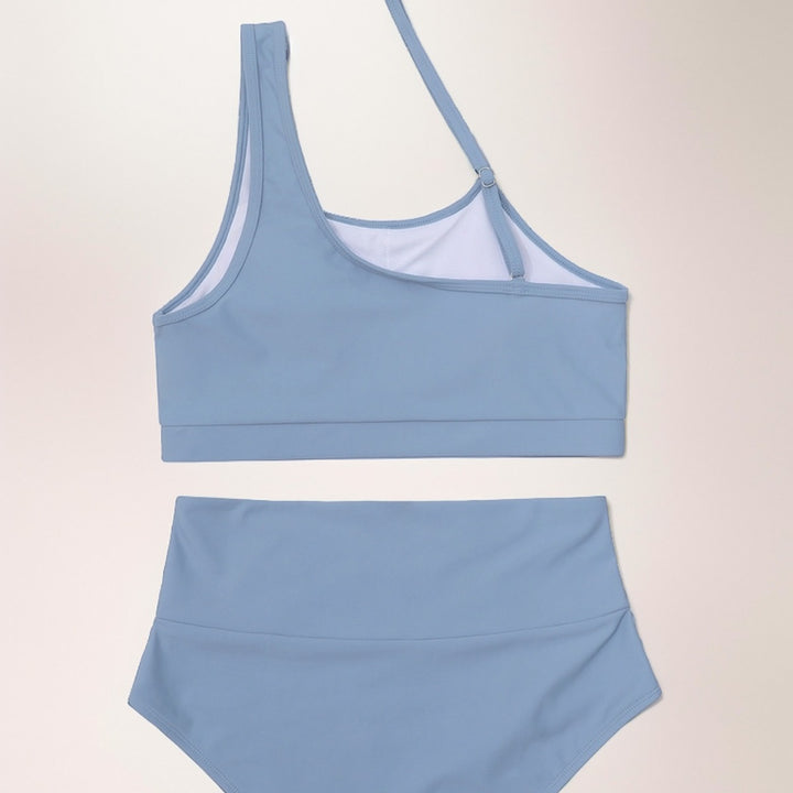 Damen Sportlicher Bikini mit hohem Bund und asymmetrischem Top Drune