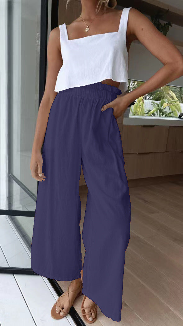 Damen weite Palazzo-Hose mit elastischem Bund und bequemer Passform Drune
