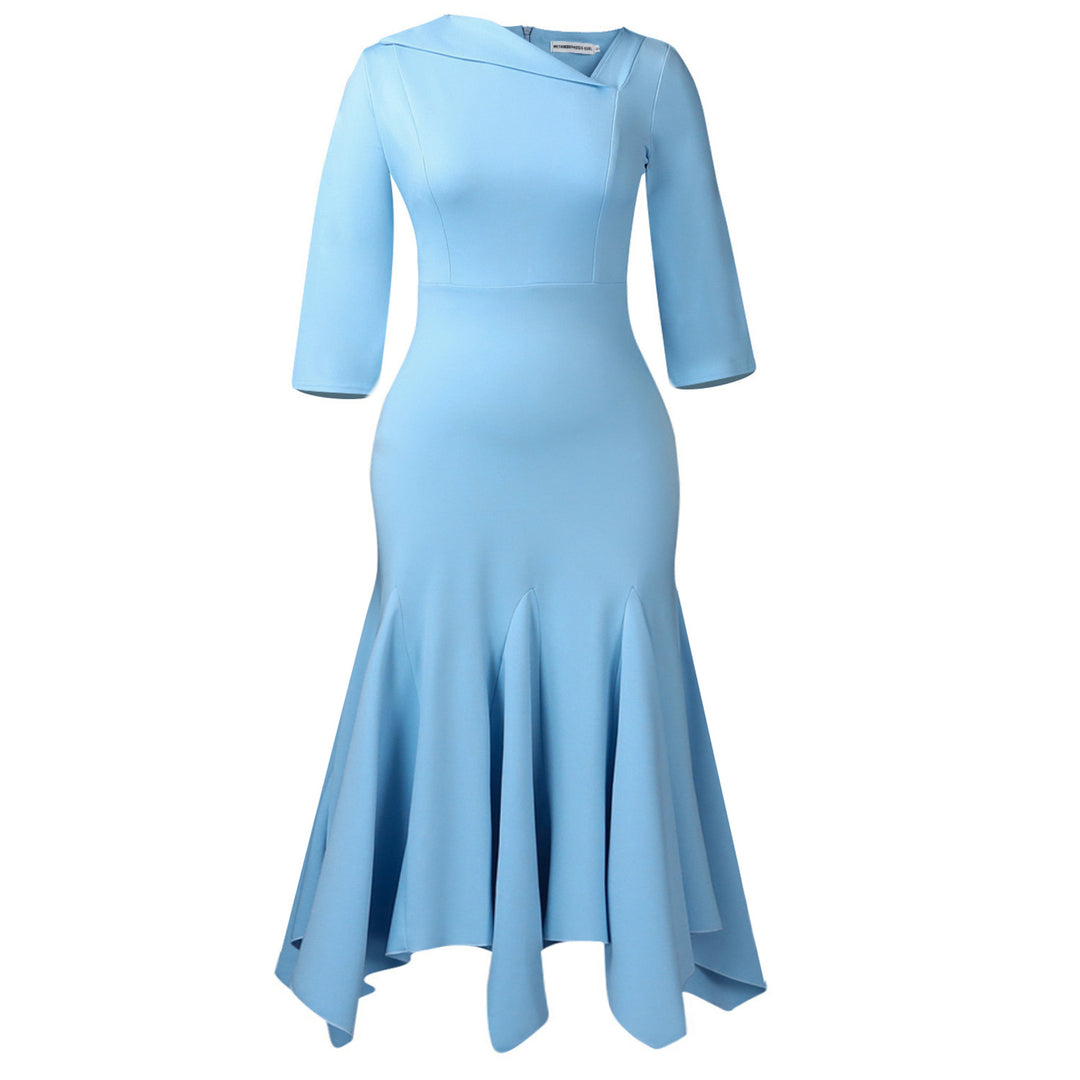 Damen Elegantes und figurbetontes Cocktailkleid mit Flügelärmel Drune