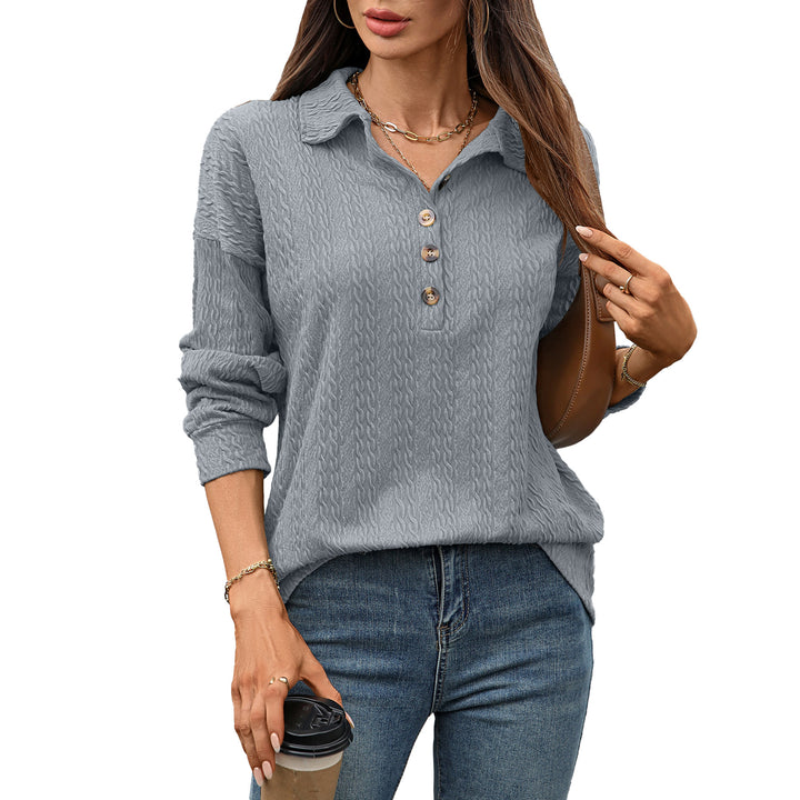 Damen Langarmshirt mit strukturiertem Knopfdesign Drune
