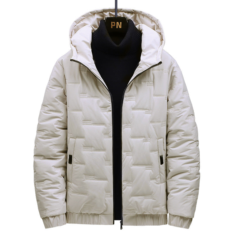 Herren Wattierte Kapuzenjacke mit geometrischer Steppung und winddichtem Saum Drune