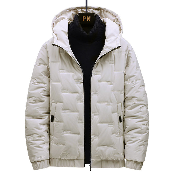 Herren Wattierte Kapuzenjacke mit geometrischer Steppung und winddichtem Saum Drune