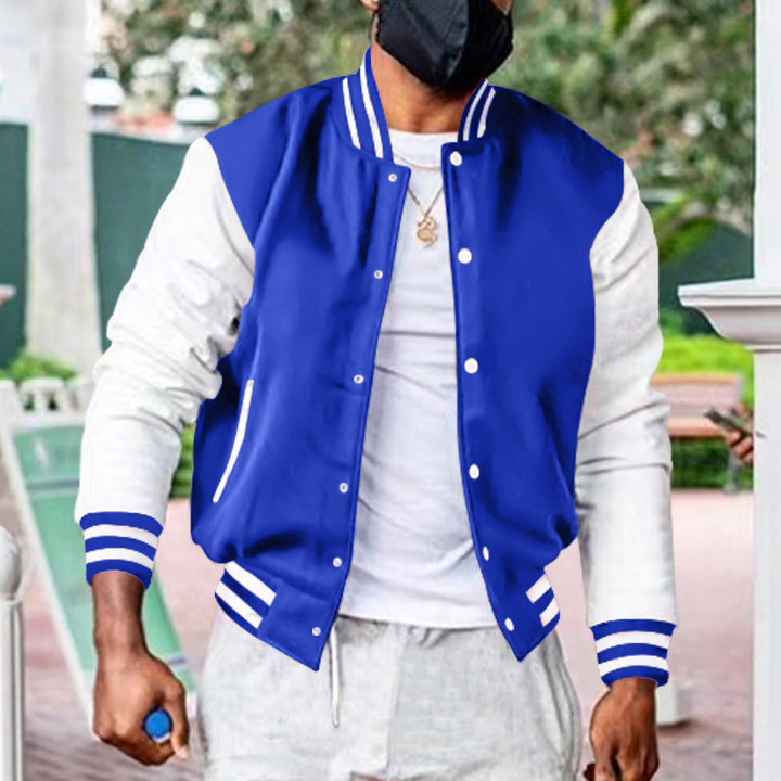Herren nan klassische Collegejacke im Baseballstil mit kontrastärmeln und Rippbündchen Drune