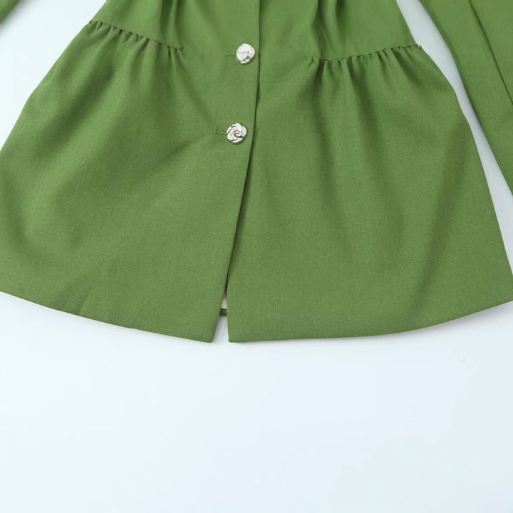 Damen Taillierter Blazer mit Tunnelzug-Taille, Reverskragen und Schmuckknöpfen Drune
