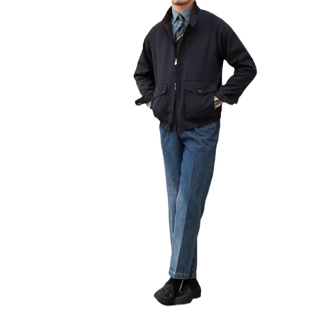 Herren Kurzblouson mit Cordkragen, Pattentaschen und Reißverschluss Drune