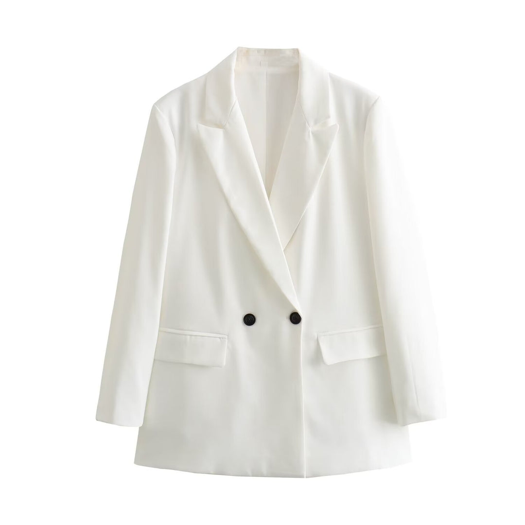 Damen nan taillierter Doppelreihiger Blazer mit schmalem Revers, aufgesetzten Pattentaschen und klarer Silhouette Drune