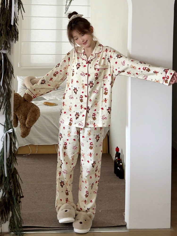 Drune | Elegante rote Weihnachts-Pyjama - Damen