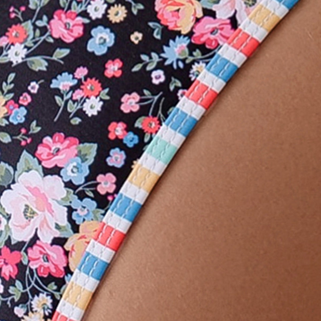Damen Triangel-Bikini mit verspieltem Blumenmuster und gewagten Bindebändern Drune