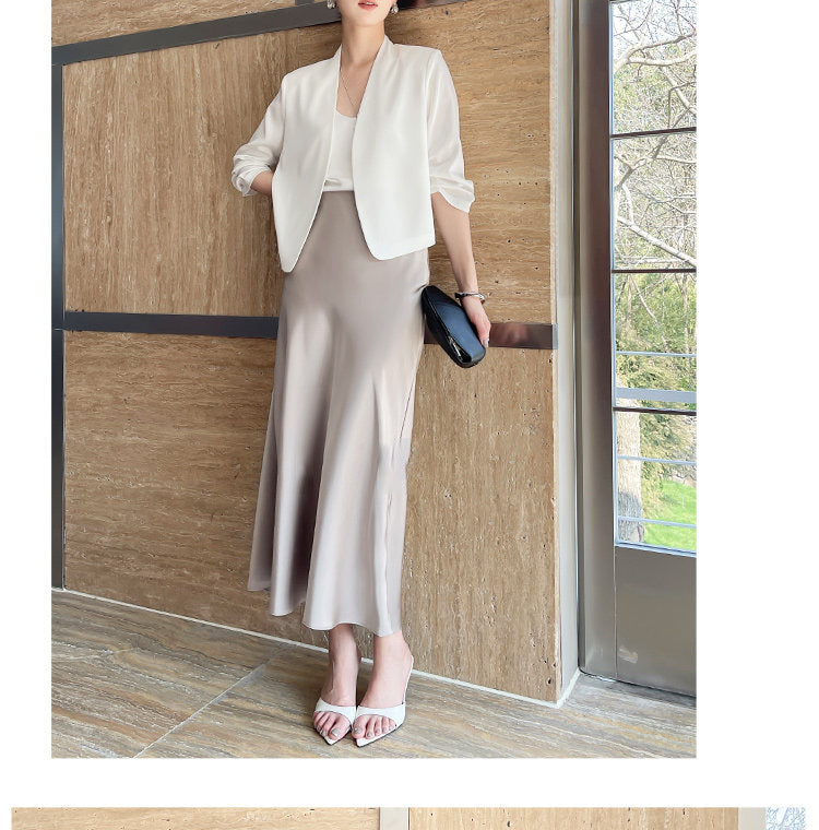 Damen Elegante und fließende Midirock Drune