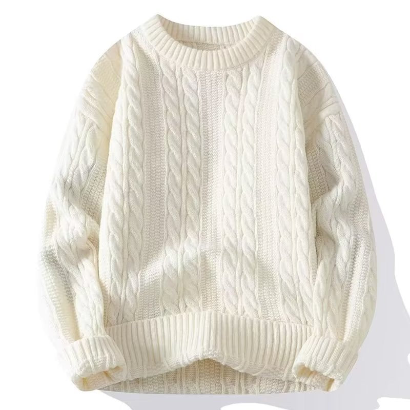 Herren Strickpullover mit strukturiertem Zopfmuster und rundem Halsausschnitt Drune