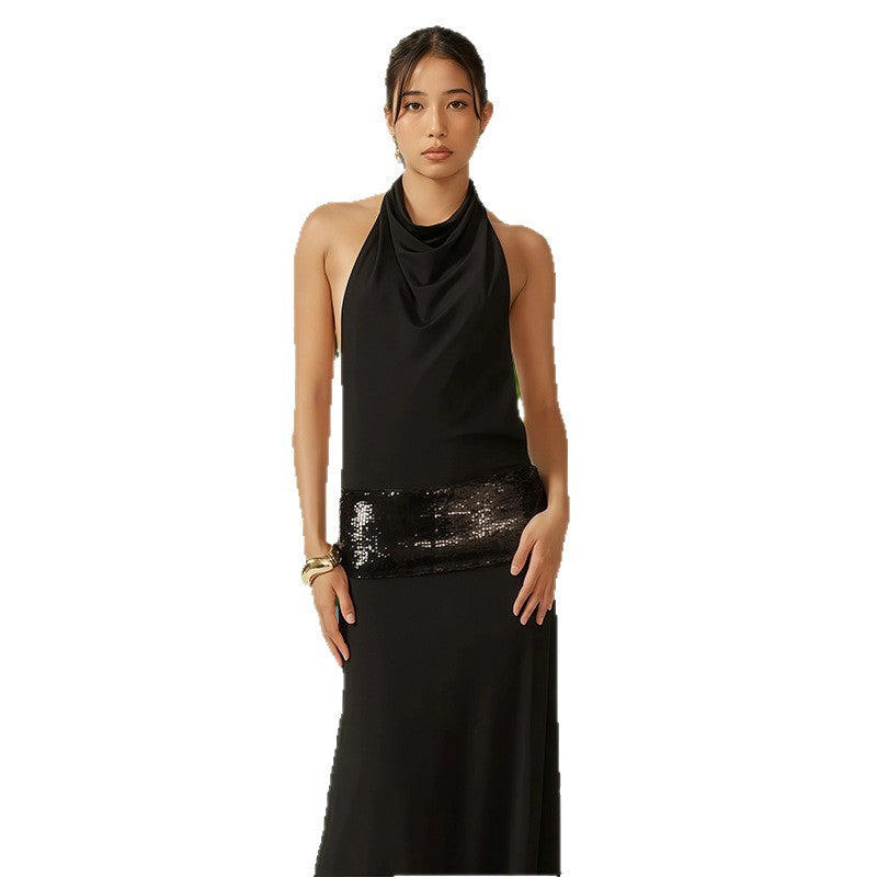 Damen Elegantes Abendkleid mit schimmerndem Gürtel Drune