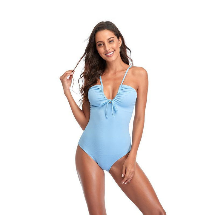 Damen Eleganter Einteiler Badeanzug mit verspieltem Knoten-Detail Drune