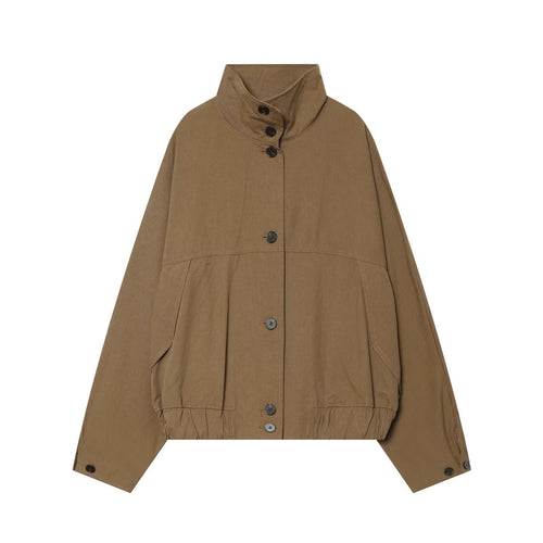 Damen Oversize-Utility-Jacke mit hohem Stehkragen und elastischem Saum Drune