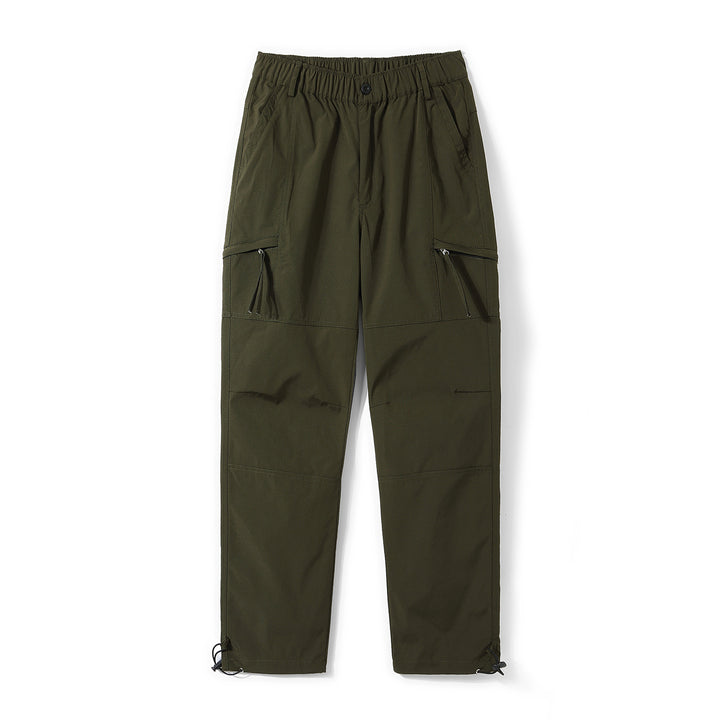 Herren Cargo-Twill-Hose mit elastischem Bund, Reißverschlusstaschen und Kordelzug Drune