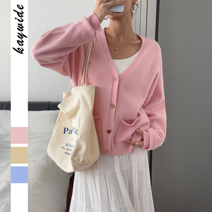 Damen nan kuschelige Oversize-Strickjacke mit aufgesetzten Taschen, weitem Arm und feinem Kaschmir-Mix Drune