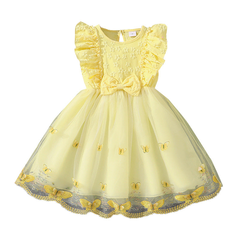 Mädchen Tüllkleid mit Schmetterlingsmuster und Rüschen Drune