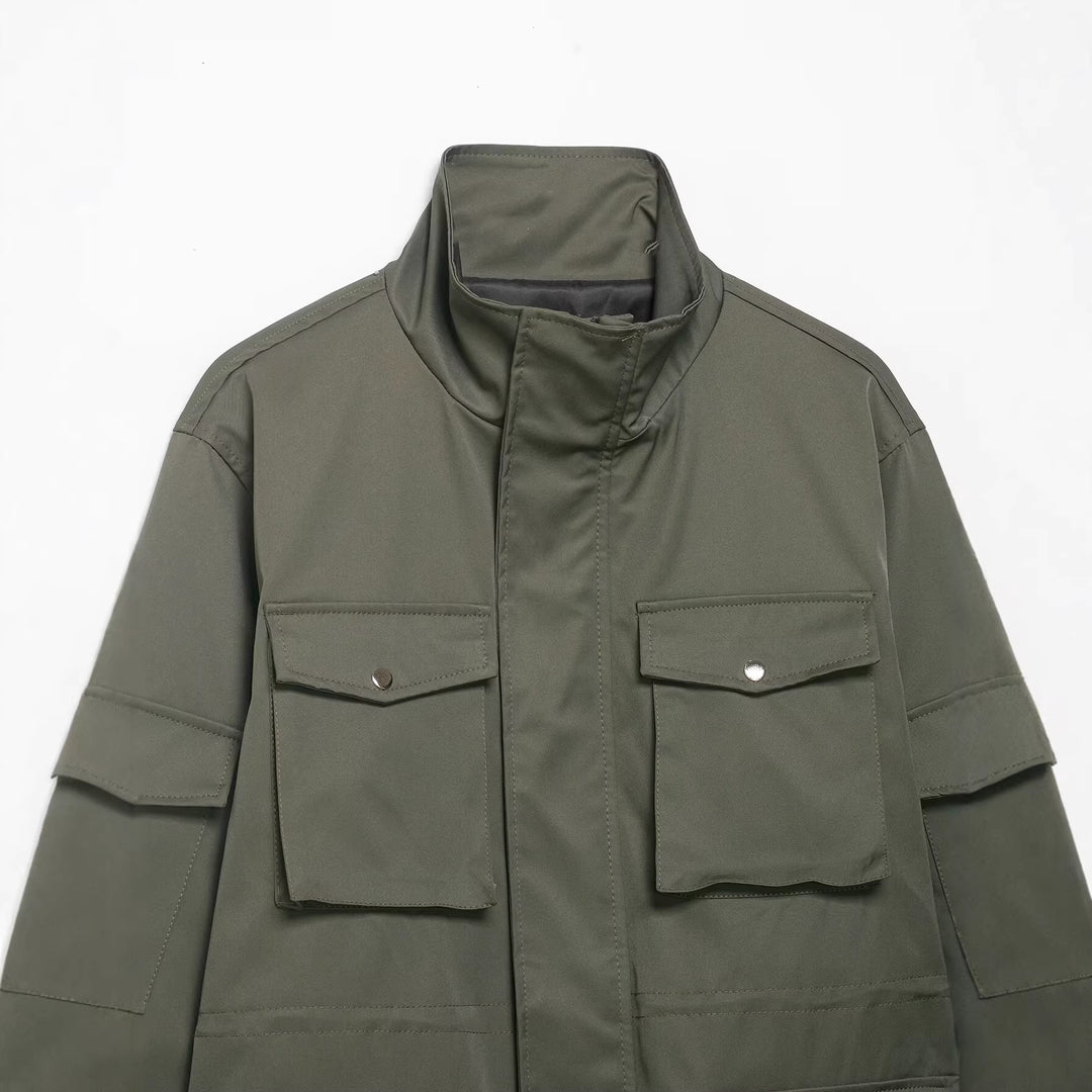 Damen Utility-Parka mit Stehkragen, vierfachen Pattentaschen und oversized Schnitt Drune