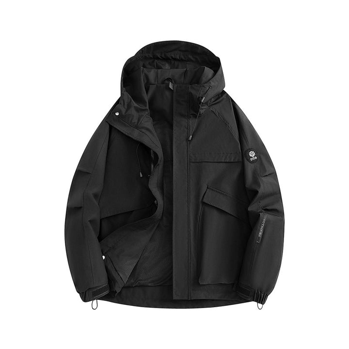 Herren Multifunktionale Wetterfeste Hybridjacke mit Mesh-Belüftung verdecktem Reißverschluss & Utility‑Taschen Drune