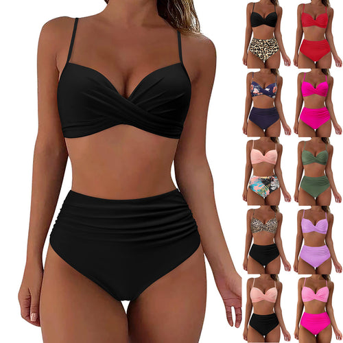 Damen High-Waist Bikini mit Leo-Muster Drune