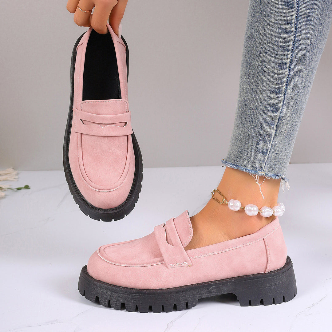 Damen nan Plateau-Loafer mit Profilsohle und Velourslederoptik Drune