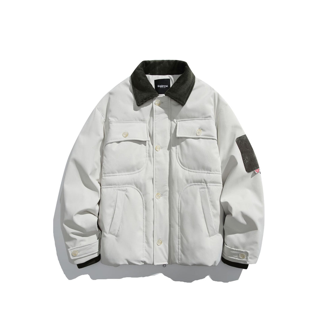 Herren Isolierte Fieldjacke im Workwear-Stil mit Cordkragen, Ellenbogen-Patches und aufgesetzten Taschen Drune