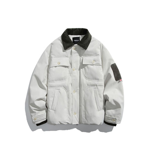 Herren Isolierte Fieldjacke im Workwear-Stil mit Cordkragen, Ellenbogen-Patches und aufgesetzten Taschen Drune