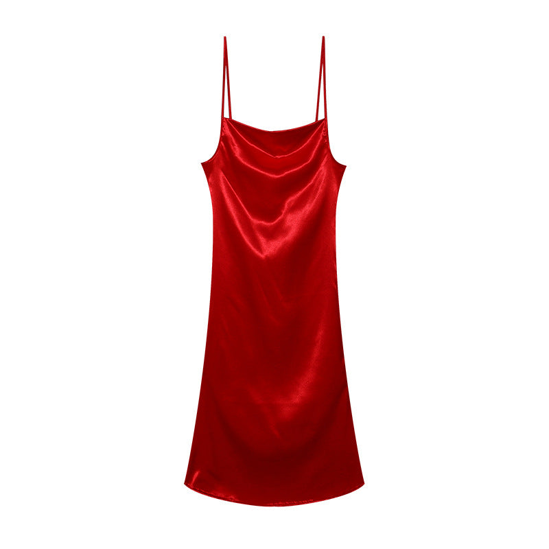 Damen Satin Slip Kleid Drune