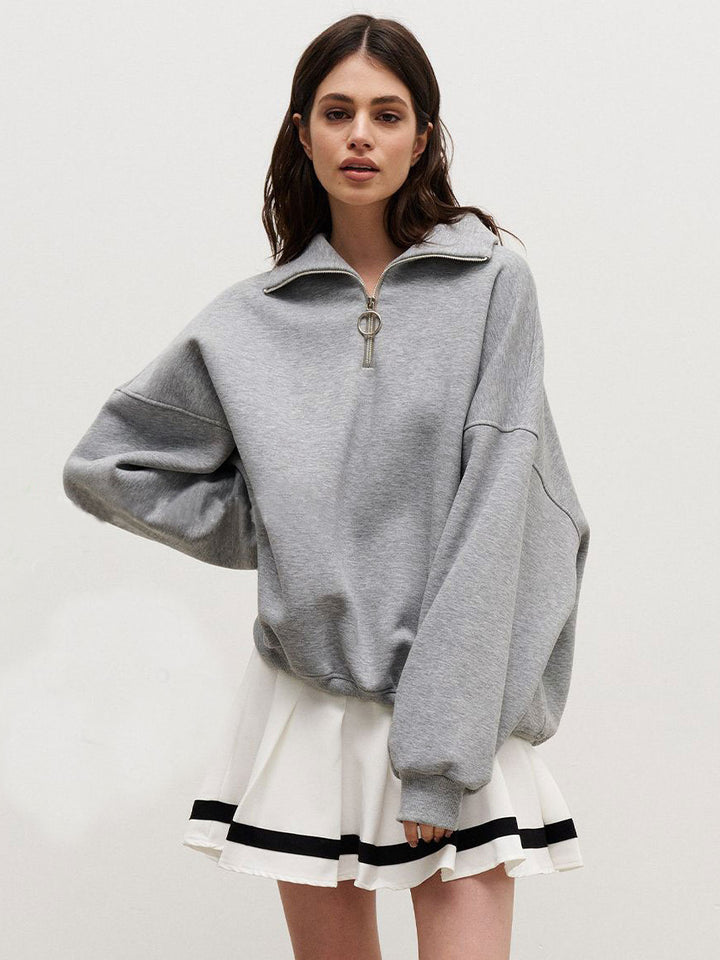 Damen Sweatshirt mit Zip-Kragen und lässigem Schnitt Drune