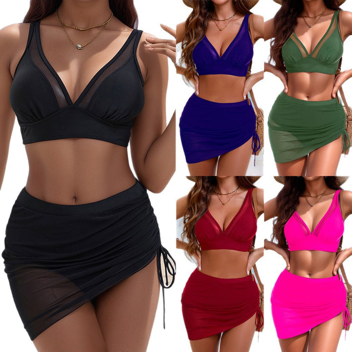 Damen Sportlicher Bikini mit verstellbaren Trägern und seitlichem Raffungselement Drune