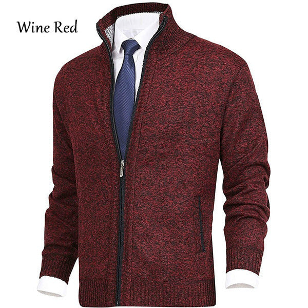 Herren modische Strickjacke mit hohem Kragen und eleganten Kontrastdetails Drune