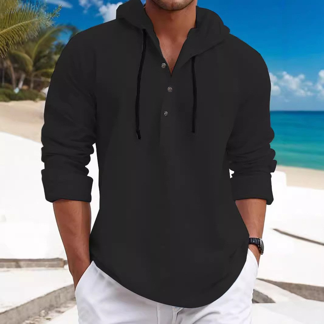 Herren Kapuzen-Hemd mit Knopfleiste und lässigem Design Drune
