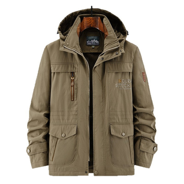 Herren Technische Feldjacke mit Kapuze, Multifunktionstaschen und atmungsaktivem Meshfutter Drune