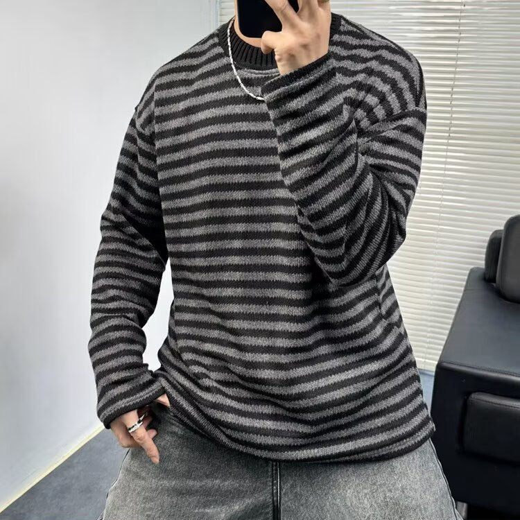 Herren Lässiger Strickpullover mit Modischem Streifenmuster Drune