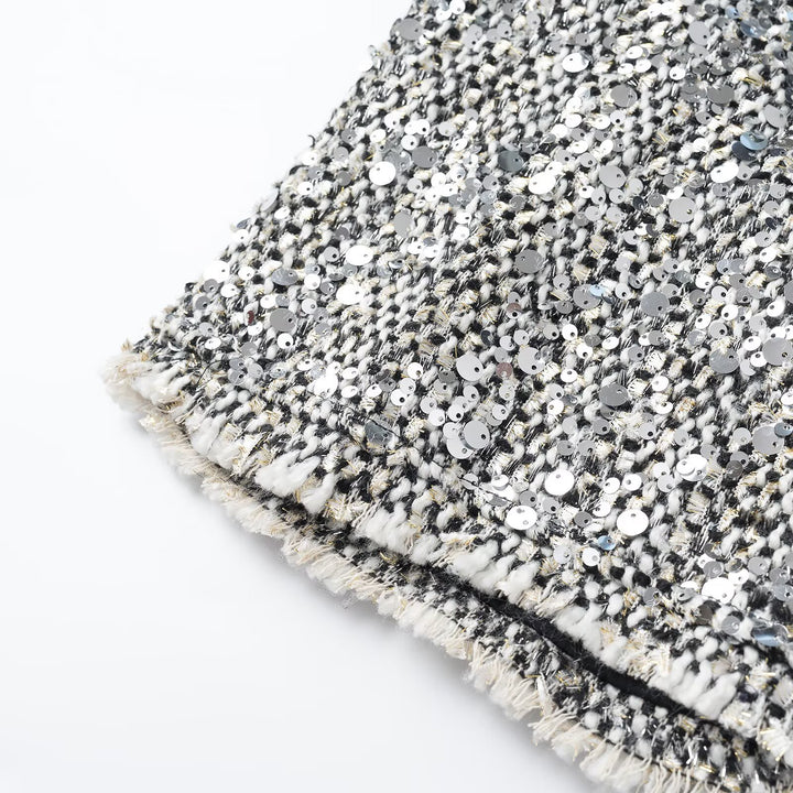 Damen Kurzjacke im Bouclé‑Stil mit Paillettenbesatz und Perlmuttknöpfen Drune