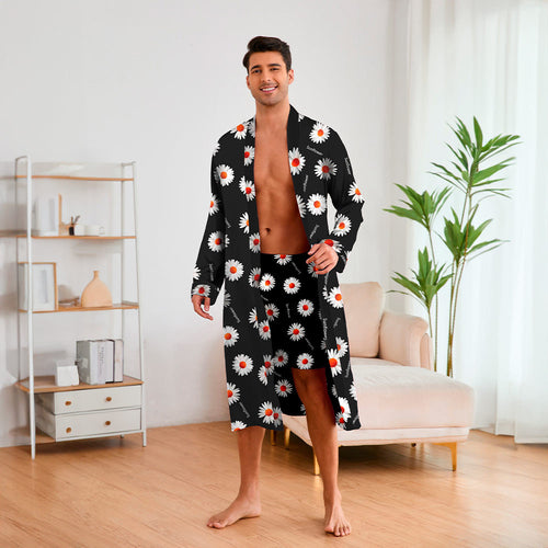 Herren Kimono-Robe mit modernem geometrischem Muster und praktischem Gürtel Drune