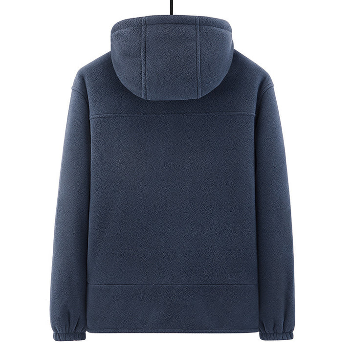 Herren Fleece-Kapuzenjacke mit Teddyfutter, Zwei-Wege-Reißverschluss und verdeckten Reißverschlusstaschen Drune
