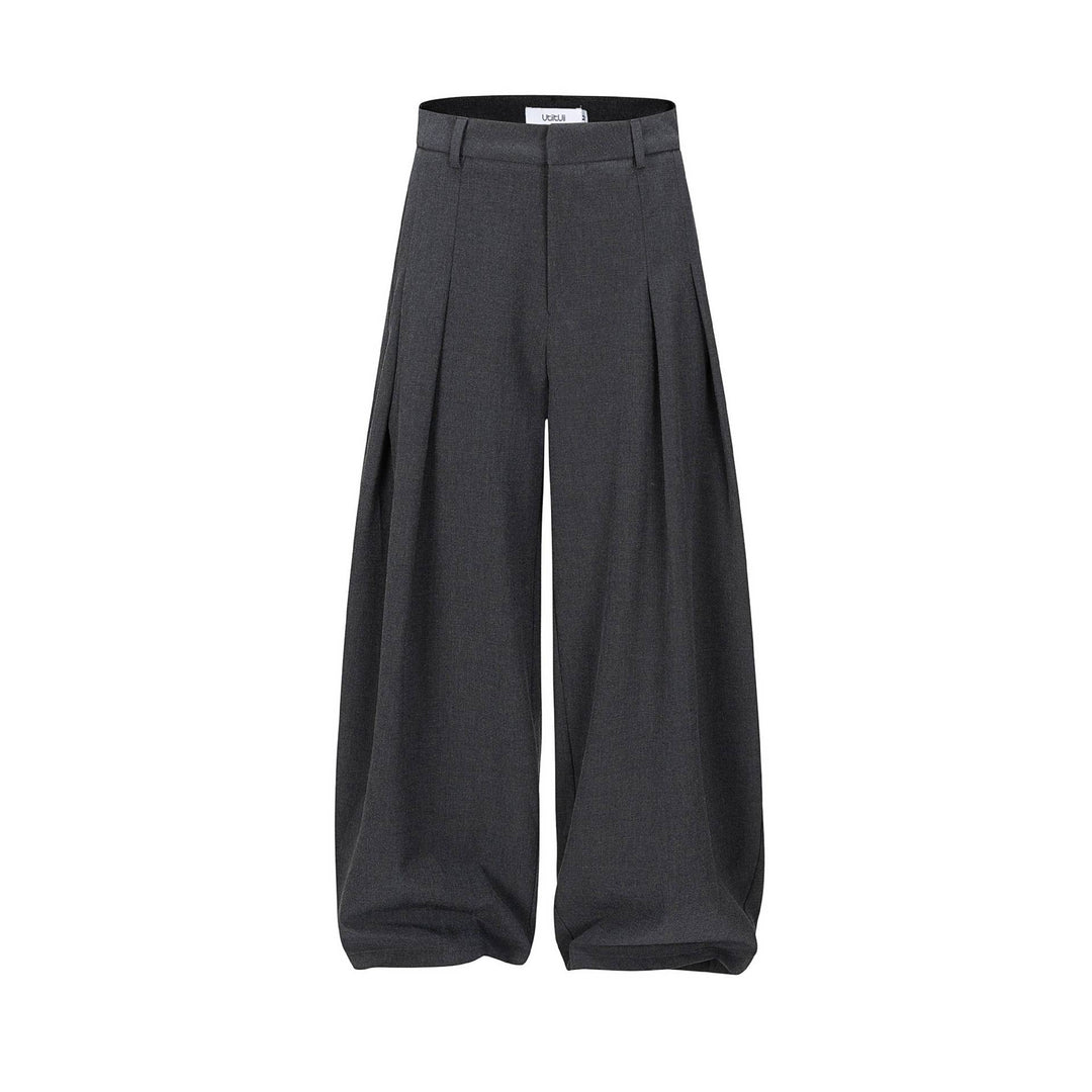 Damen Hochtaillierte weite Plissee-Hose mit Bügelfalte und Gürtelschlaufen Drune
