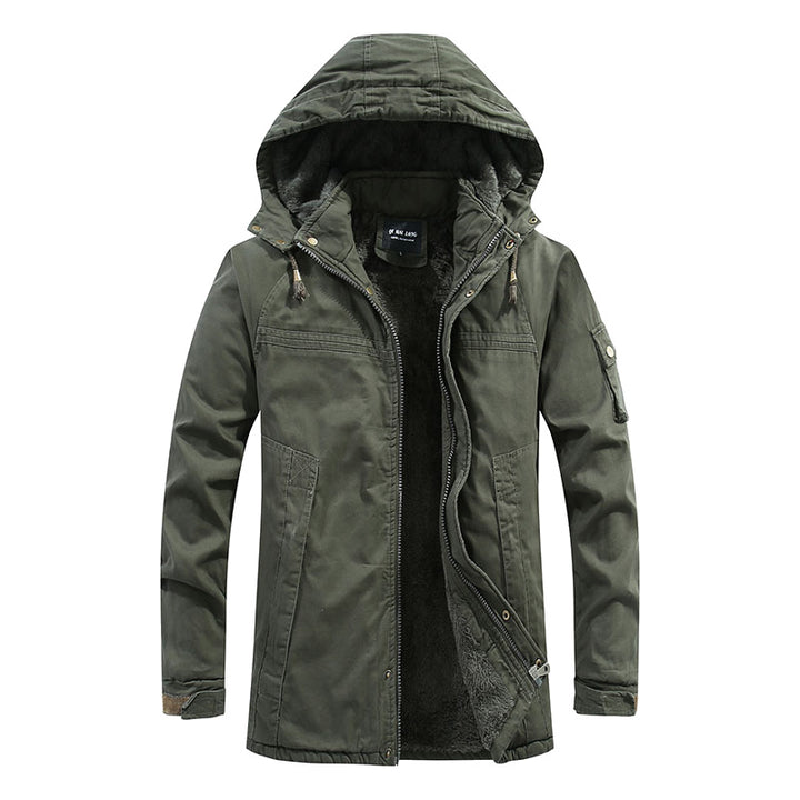 Herren Parka mit Kapuze und Teddyfutter winddichte wasserabweisende Winterjacke Drune