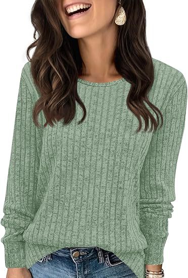 Damen Strukturierter Rippstrick-Pullover mit Rundhalsausschnitt, legerer Silhouette und weichen Bündchen Drune
