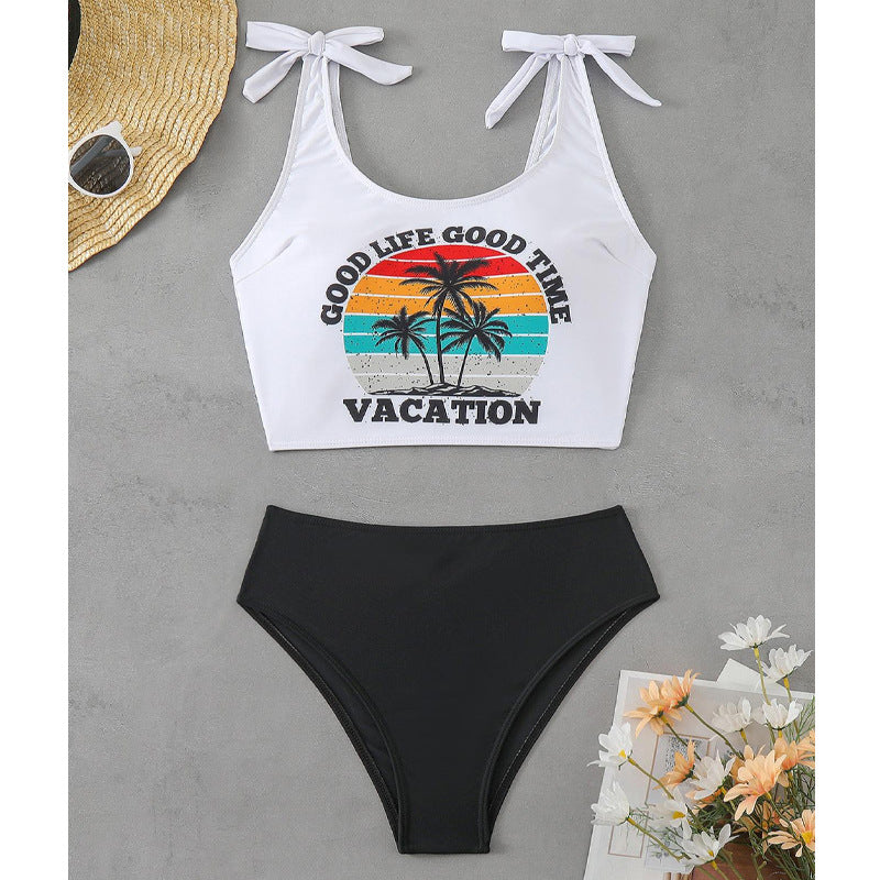 Damen Bauchfreies Bikini-Set mit grafischem Druck Drune