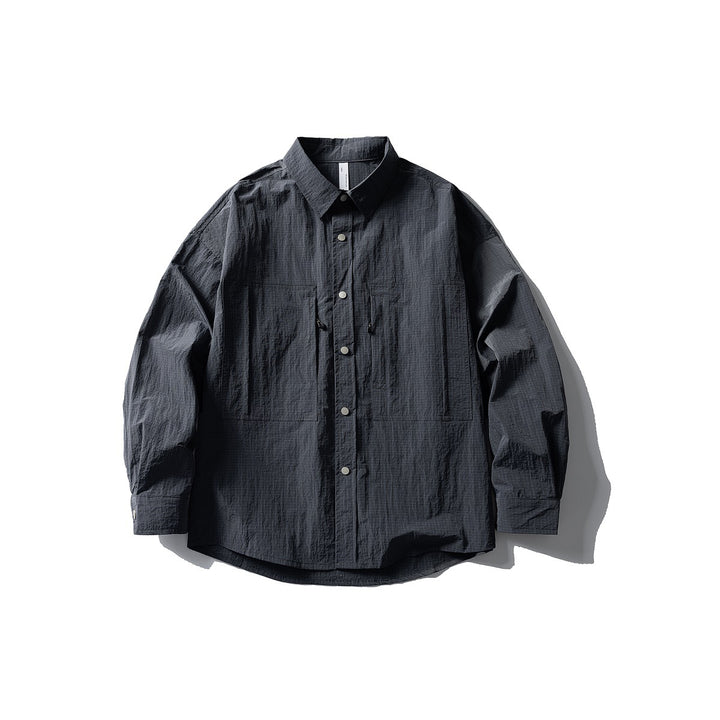 Herren Oversize Utility-Hemdjacke aus Ripstop mit Druckknopfblende und aufgesetzten Taschen Drune