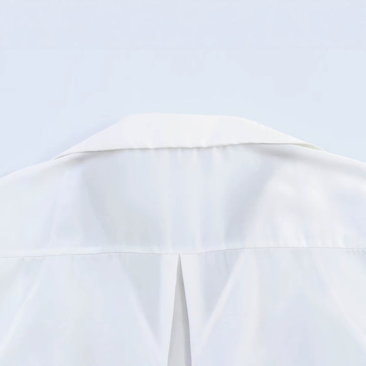 Damen Seidige Oversize-Bluse mit Spitzeneinsatz und Hemdkragen Drune