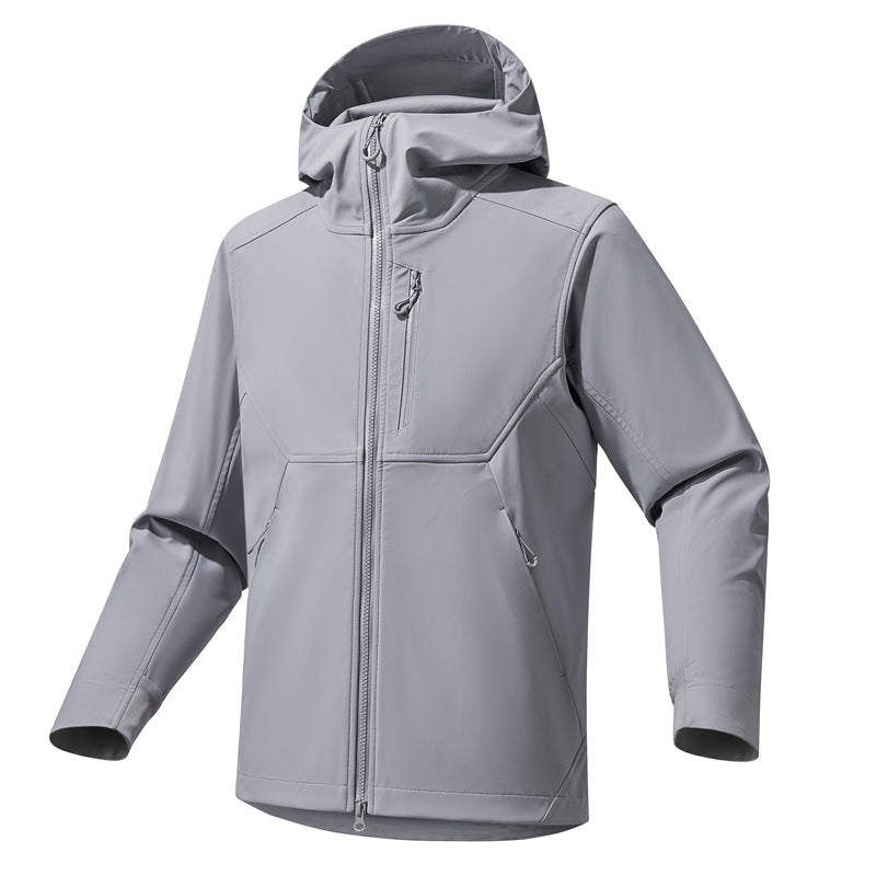 Herren Technische Softshell-Hoodiejacke mit Kapuze, winddichter Membran und ergonomischem Schnitt Drune