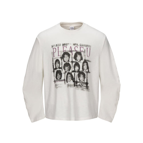 Unisex Oversize-Langarmshirt mit Vintage-Bandprint und Rundhalsausschnitt Drune