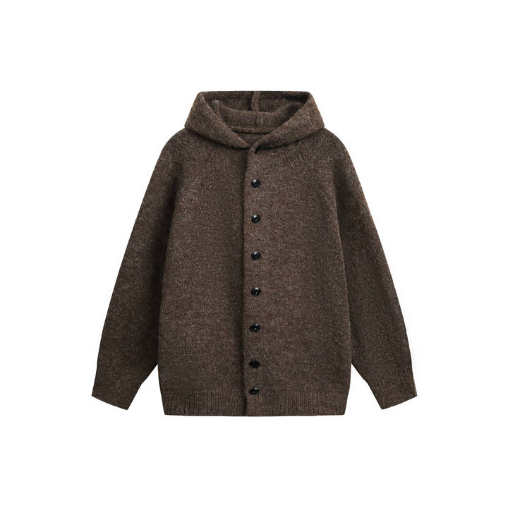 Damen Wollmix‑Cape‑Cardigan mit Kapuze, Knopfleiste und Raglanärmeln Drune