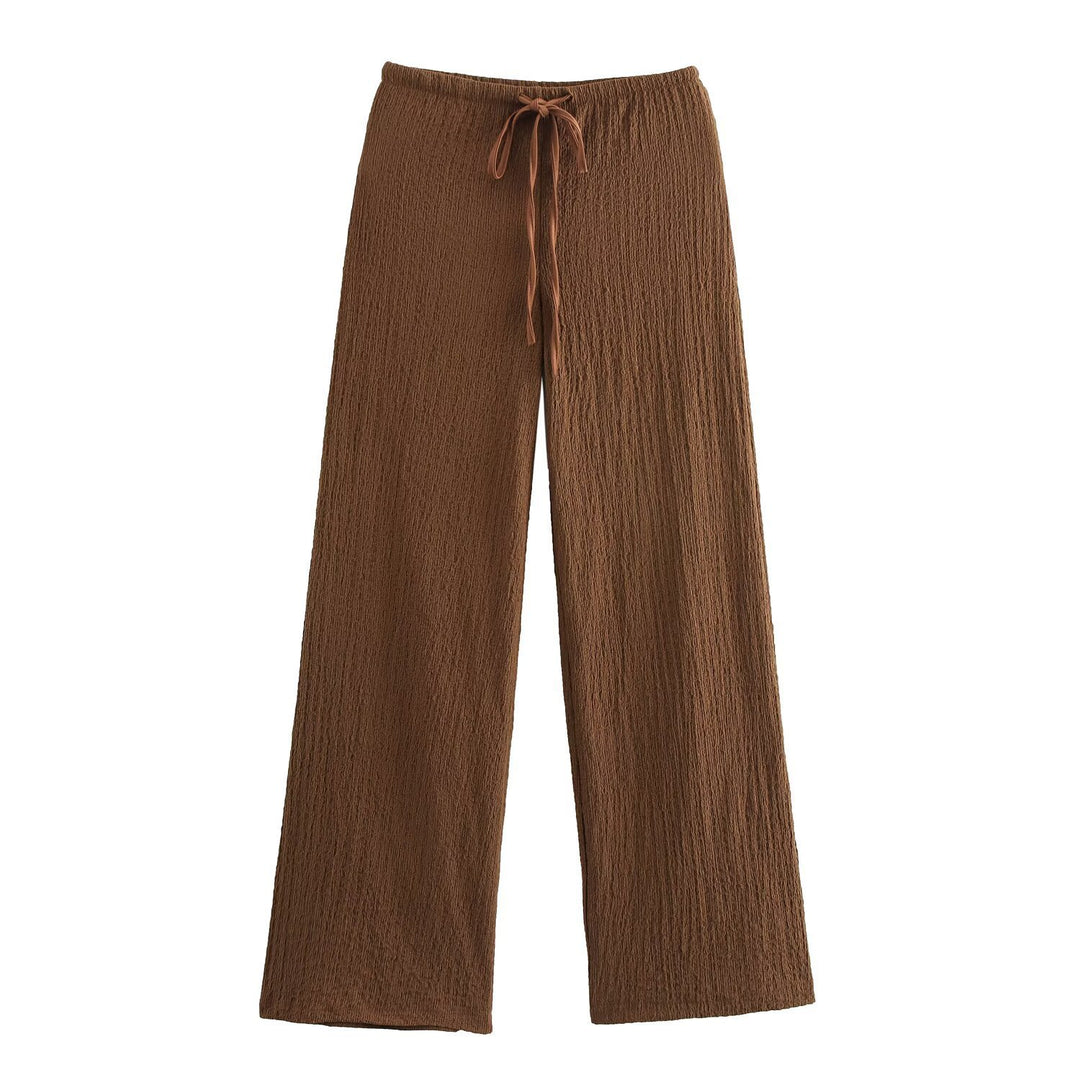 Damen nan leichte Crinkle-Loungebuxe mit weitem Bein und Tunnelzug Drune
